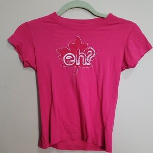 Kids Pink T-Shirt with Leaf Design Size Medium (8-10)